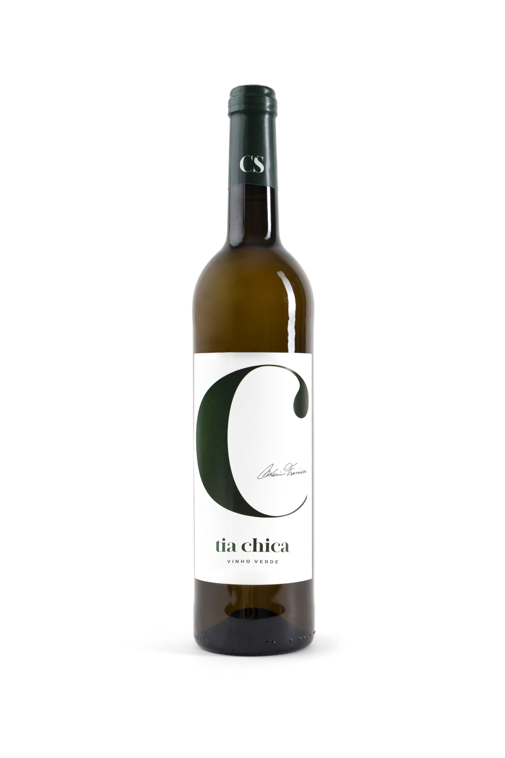garrafa de vinho verde casa de sezim Tia Chica, castas Loureiro, Arinto, Azal, Trajadura e Fernão Pires